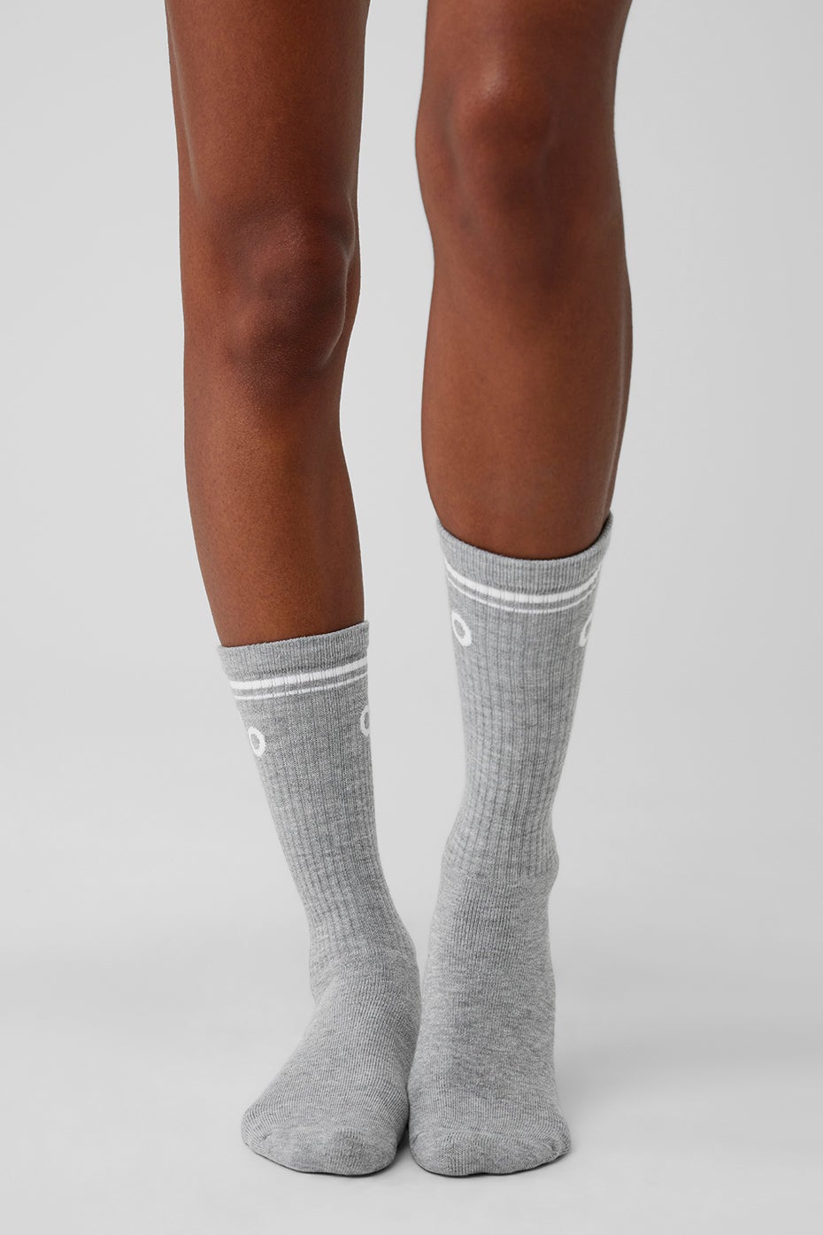 Chaussette rétro unisexe  - Gris chiné/blanc